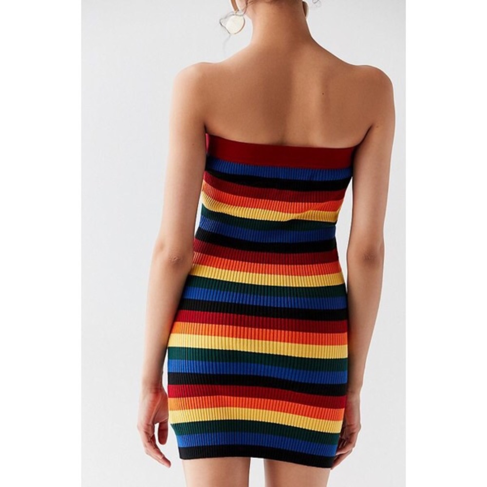 🆕Rainbow Striped Tube Mini Dress - Picture 2 of 4